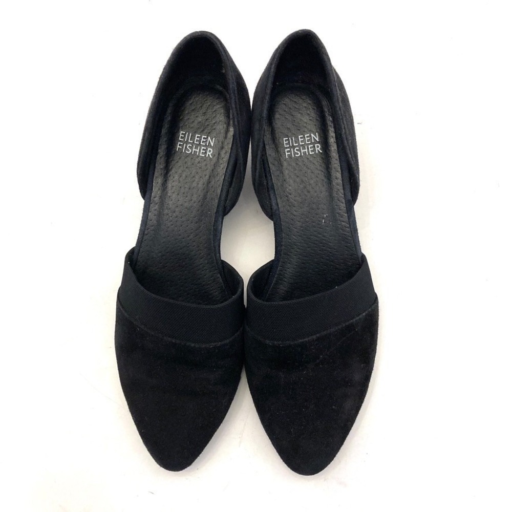 Eileen Fisher Hilly Suede d'Orsay Pump Womens 7 Black Pointed Toe Cut Outs - Picture 2 of 11